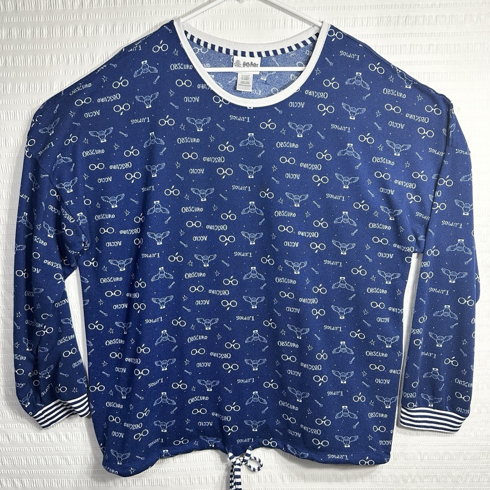 Harry Potter Womens XXL Pajama Set Navy Spell Print Lumos Accio Wizarding World
